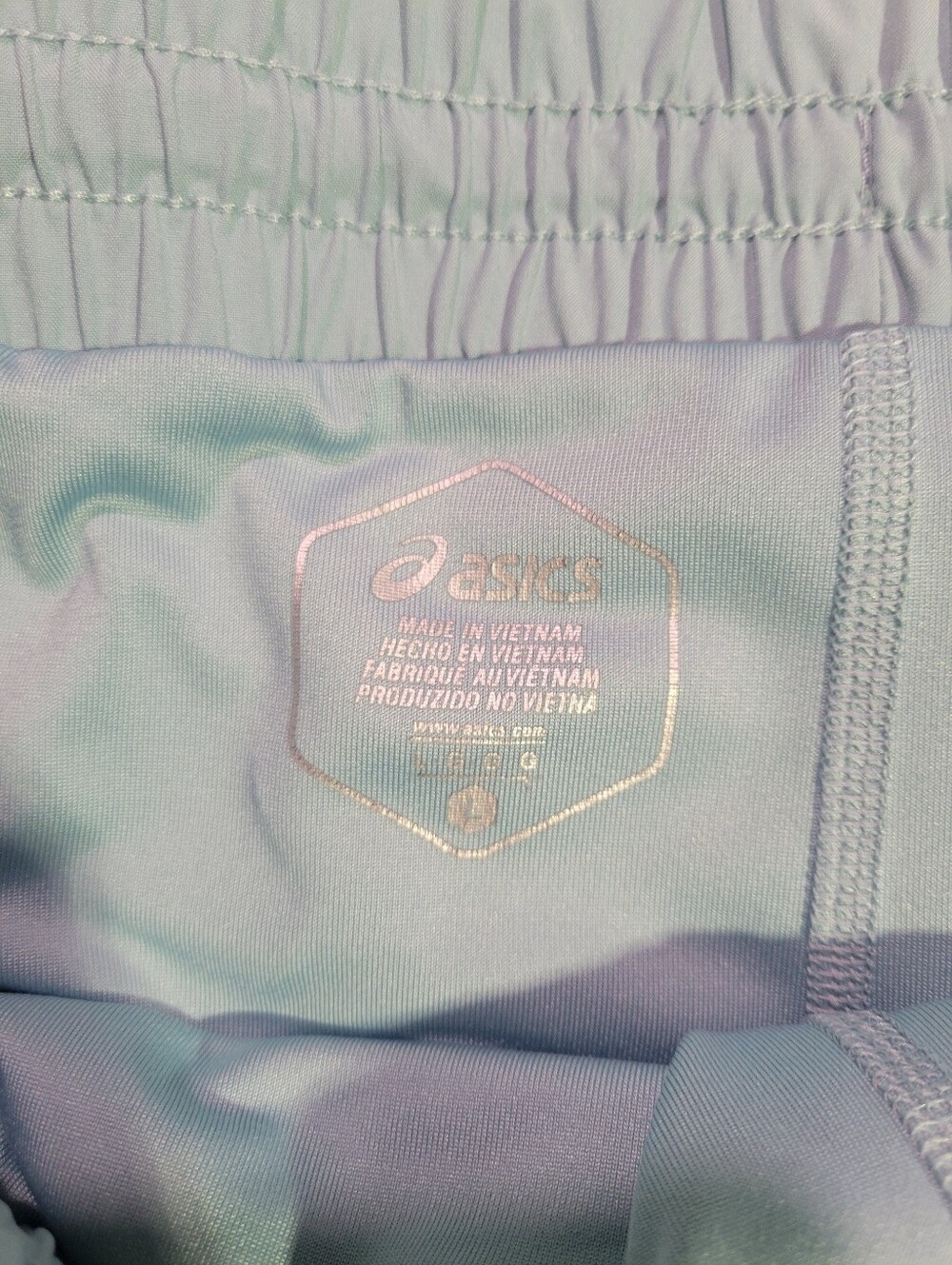 Asics Women's 2 In 1 Teal Athletic Running Shorts - Picture 3 of 6